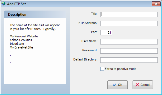 FTP add web site to job search resume